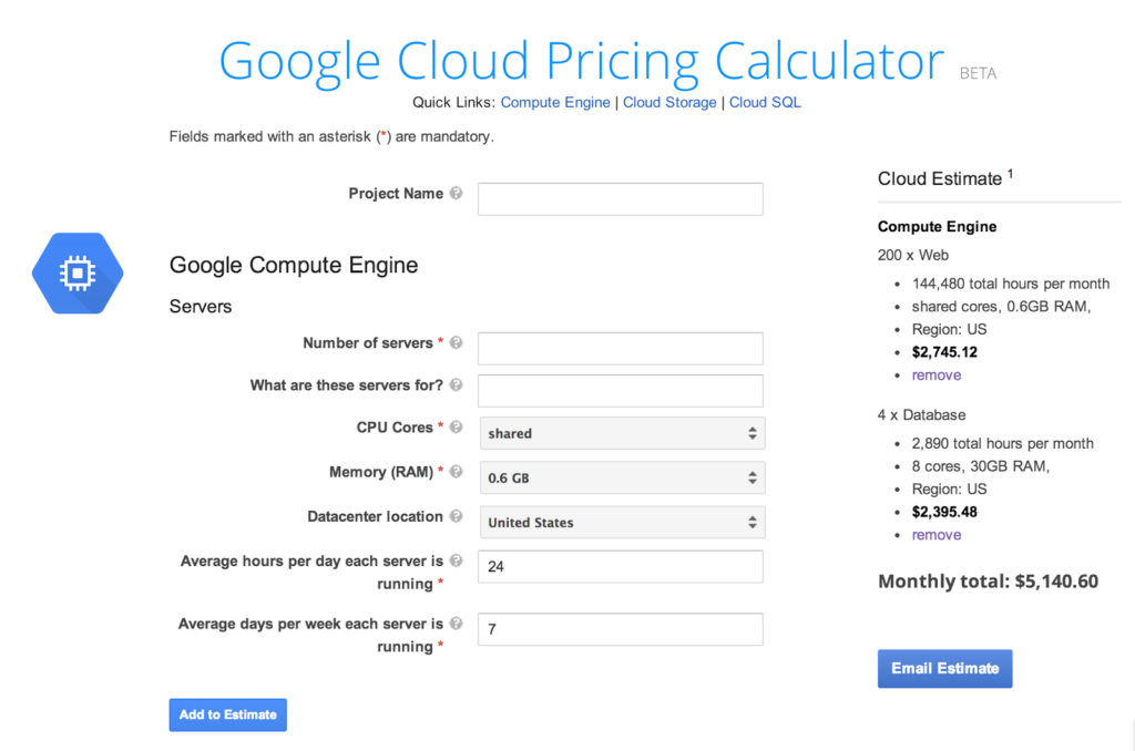 Google Cloud Platform (GCP) Pricing Calculator